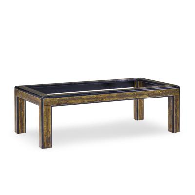 Bernhard Rohne Bernhard Rohne Mid Century Acid Etched Brass and Glass Coffee Table
