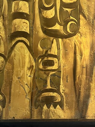 Bernhard Rohne MID CENTURY PATINATED BRASS BEAR SPIRIT WALL PLAQUE BY BERNHARD ROHNE