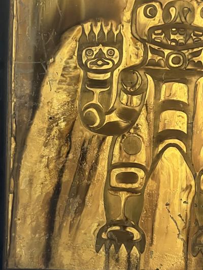 Bernhard Rohne MID CENTURY PATINATED BRASS BEAR SPIRIT WALL PLAQUE BY BERNHARD ROHNE