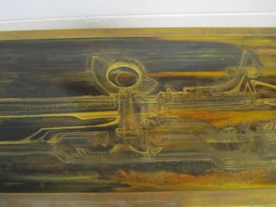Bernhard Rohne Outstanding Acid Etched Brass Credenza by Bernard Rohne Mastercraft