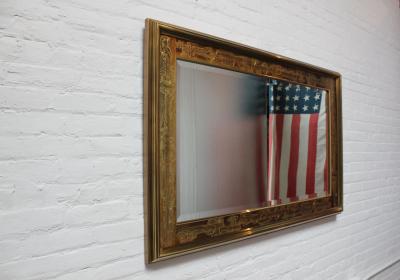 Bernhard Rohne Vintage Acid Etched Brass Wall Mirror by Bernhard Rohne for Mastercraft