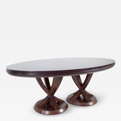 Bernhardt Mid Century Pedestal Walnut Dining Table