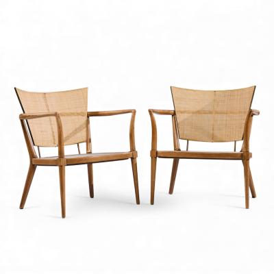 Bert England Bert England Mid Century Cane Back Lounge Chairs Pair