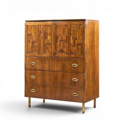Bert England Bert England Mid Century Walnut and Brass Armoire