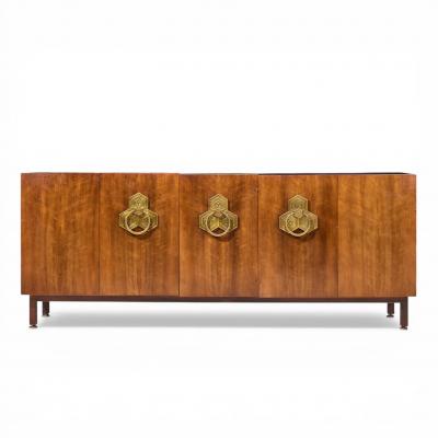 Bert England Bert England for The John Widdicomb Orientation Group Walnut and Brass Credenza
