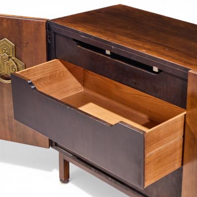 Bert England Bert England for The John Widdicomb Orientation Group Walnut and Brass Credenza