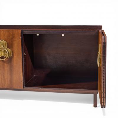 Bert England Bert England for The John Widdicomb Orientation Group Walnut and Brass Credenza