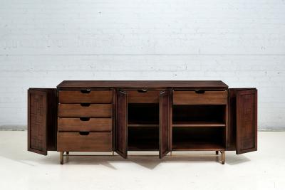 Bert England Walnut and Brass Credenza 1970