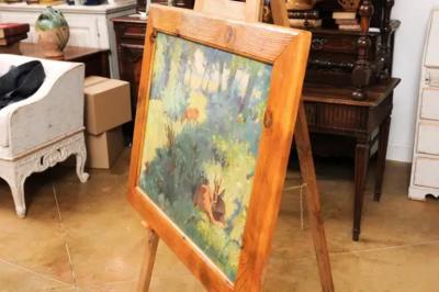 Bert Fricke Wolfenbuttel Deer in the Woods Bert Fricke Wolfenbuttel Oil on Panel Painting circa 1920