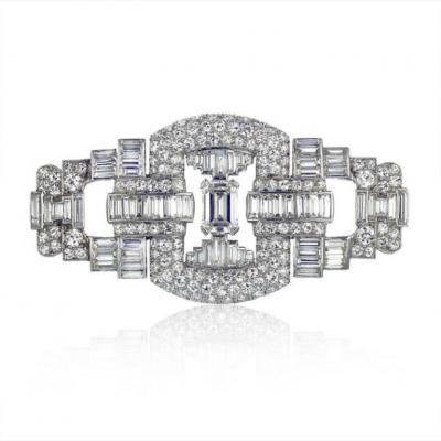 Bert H Satz BERT H SATZ ART DECO PLATINUM DIAMOND BROOCH