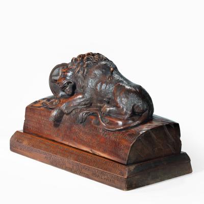 Bertel Thorvaldsen A large Black Forest model of the Lion of Lucerne dated 1867