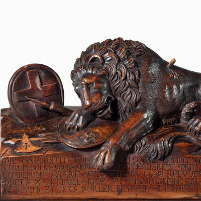 Bertel Thorvaldsen A large Black Forest model of the Lion of Lucerne dated 1867