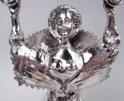 Berthold Muller Antique German Hanau Baroque Silver Wedding Cup with Stately Dame