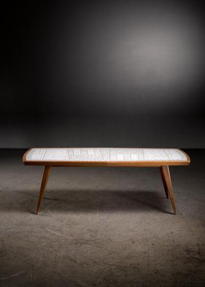 Berthold Muller Berthold Muller walnut and ceramic coffee table