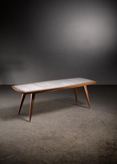 Berthold Muller Berthold Muller walnut and ceramic coffee table