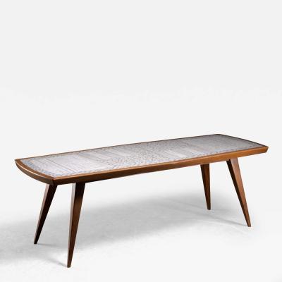 Berthold Muller Berthold Muller walnut and ceramic coffee table