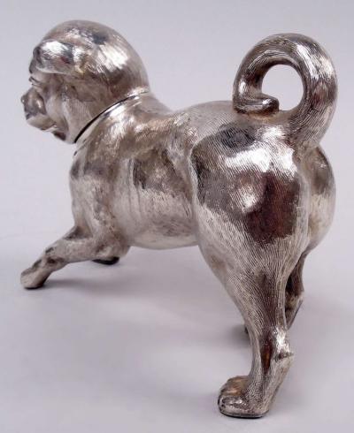 Berthold Muller Neresheimer German Hanau Silver Figural Romping Pug Pup Match Safe