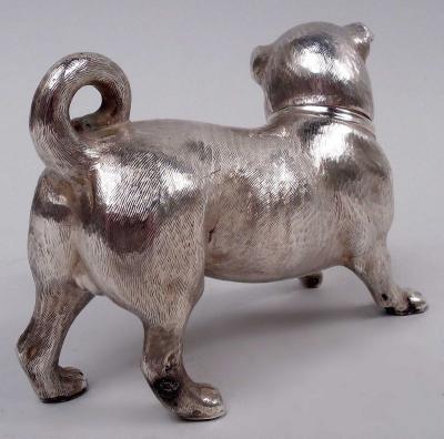 Berthold Muller Neresheimer German Hanau Silver Figural Romping Pug Pup Match Safe