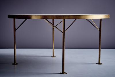 Berthold Muller Round Mosaic Coffee Table by Berthold M ller with brass rim