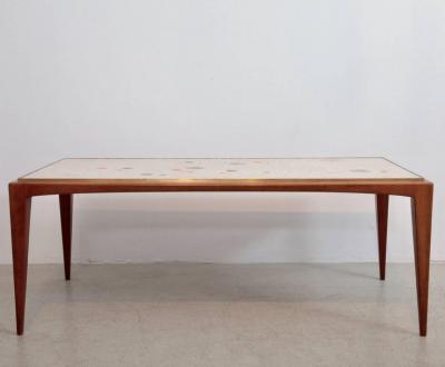 Berthold Muller Signed Berthold Muller Mosaic Coffee Table on Wood Base Germany 1958