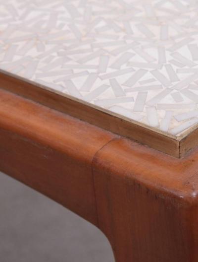 Berthold Muller Signed Berthold Muller Mosaic Coffee Table on Wood Base Germany 1958