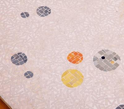 Berthold Muller Signed Berthold Muller Mosaic Coffee Table on Wood Base Germany 1958