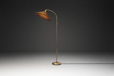 Bertil Brisborg Bertil Brisborg Floor Lamp with Woven Shade for Nordiska Kompaniet Sweden 1940s