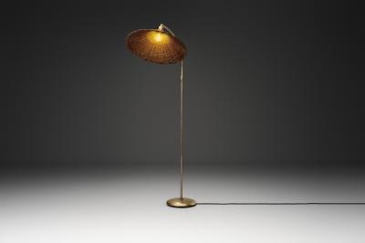 Bertil Brisborg Bertil Brisborg Floor Lamp with Woven Shade for Nordiska Kompaniet Sweden 1940s