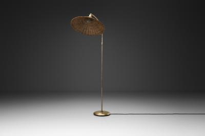 Bertil Brisborg Bertil Brisborg Floor Lamp with Woven Shade for Nordiska Kompaniet Sweden 1940s