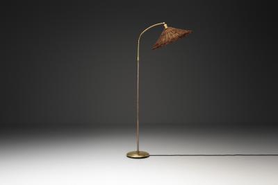 Bertil Brisborg Bertil Brisborg Floor Lamp with Woven Shade for Nordiska Kompaniet Sweden 1940s