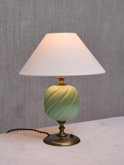 Bertil Brisborg Bertil Brisborg Table Lamp in Brass Glazed Ceramic Nordiska Kompaniet 1940s