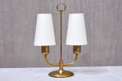 Bertil Brisborg Bertil Brisborg Two Arm Brass Table Lamp Nordiska Kompaniet Sweden Late 1940s