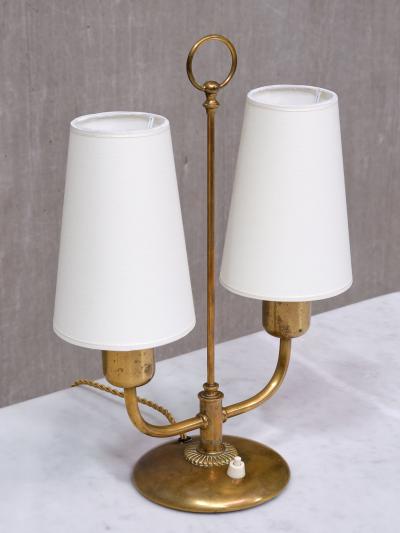 Bertil Brisborg Bertil Brisborg Two Arm Brass Table Lamp Nordiska Kompaniet Sweden Late 1940s