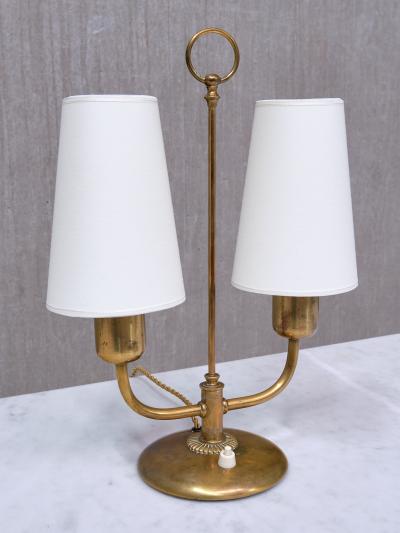 Bertil Brisborg Bertil Brisborg Two Arm Brass Table Lamp Nordiska Kompaniet Sweden Late 1940s