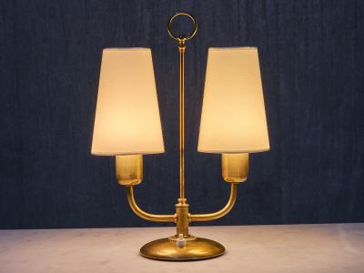Bertil Brisborg Bertil Brisborg Two Arm Brass Table Lamp Nordiska Kompaniet Sweden Late 1940s