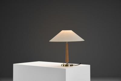 Bertil Brisborg Brass and Elm 32755 Table Lamp by Bertil Brisborg Sweden Mid 20th Century