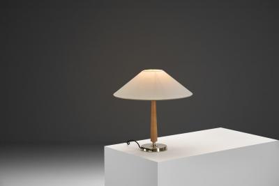 Bertil Brisborg Brass and Elm 32755 Table Lamp by Bertil Brisborg Sweden Mid 20th Century