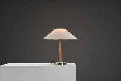Bertil Brisborg Brass and Elm 32755 Table Lamp by Bertil Brisborg Sweden Mid 20th Century