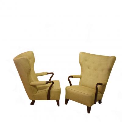 Bertil S derberg Rare 1938 Large Easy Chairs by Bertil S derberg