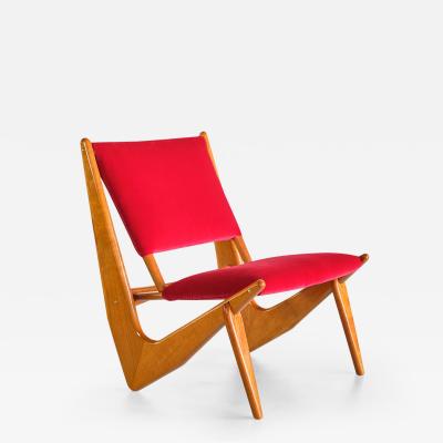 Bertil V Behrman Bertil Behrman Lounge Chair in Oak and Velvet Engen M belfabriker Sweden 1956