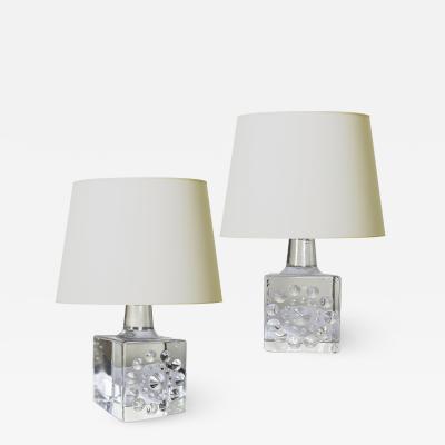 Bertil Vallien Pair of Mod Cast Glass Lamps by Bertil Vallien for Kosta