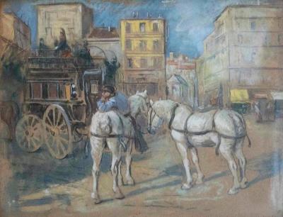 Bertrand Rasmussen The Place Pigalle Omnibus Paris Early 20th Century by Bertrand Rasmussen