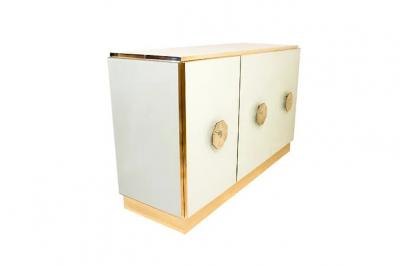 Bespoke Art Deco Italian Couture Design White Brass 3 Door Cupboard Sideboard