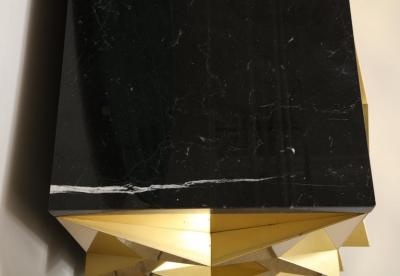 Bespoke Geometric Brass and Black Marquina Marble Top Sideboard Italy 2022