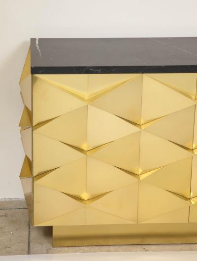 Bespoke Geometric Brass and Black Marquina Marble Top Sideboard Italy 2022