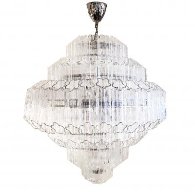 Bespoke Italian Art Deco Design Crystal Murano Glass Nickel Modern Chandelier