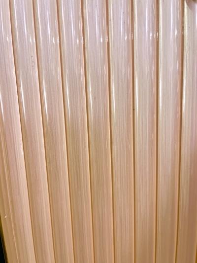 Bespoke Italian Art Deco Design Iridescent Pink Fluted Murano Glass Brass Mirror