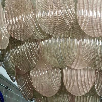 Bespoke Italian Art Deco Design Pink Green Murano Glass Leaf Chandelier