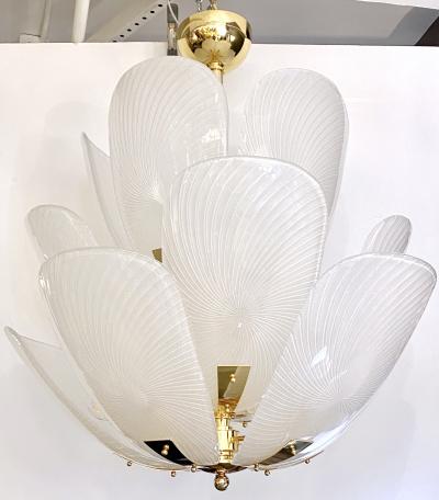 Bespoke Italian Art Nouveau Organic Design White Murano Glass Tulip Chandelier