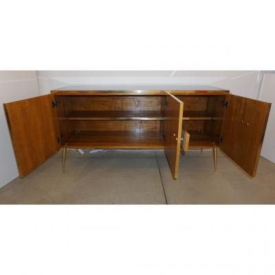 Bespoke Italian Black Cream Green Ochre Geometric Postmodern Cabinet Sideboard